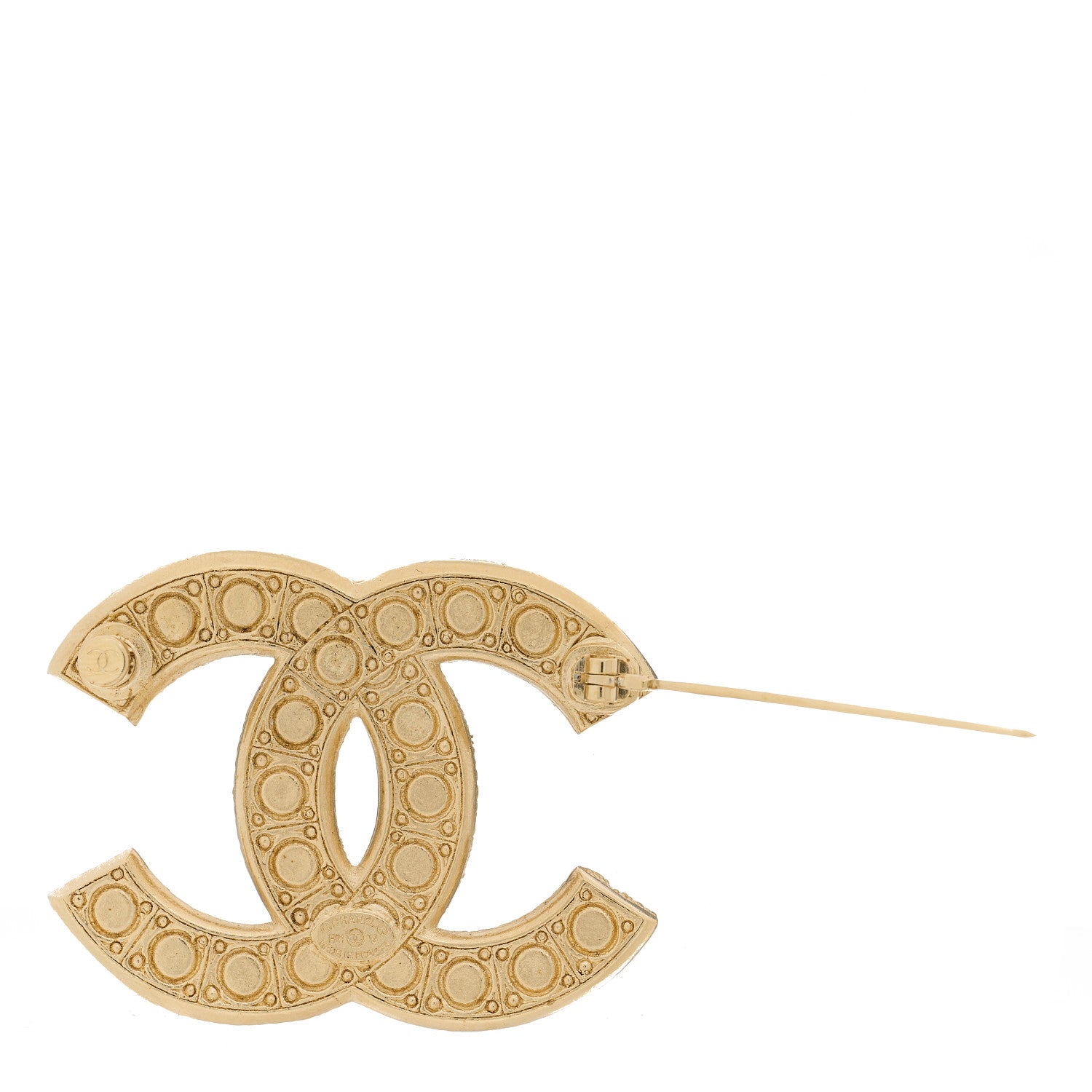 Chanel Metal Crystal Graduated Pearl CC Brooch Gold 3 of 4