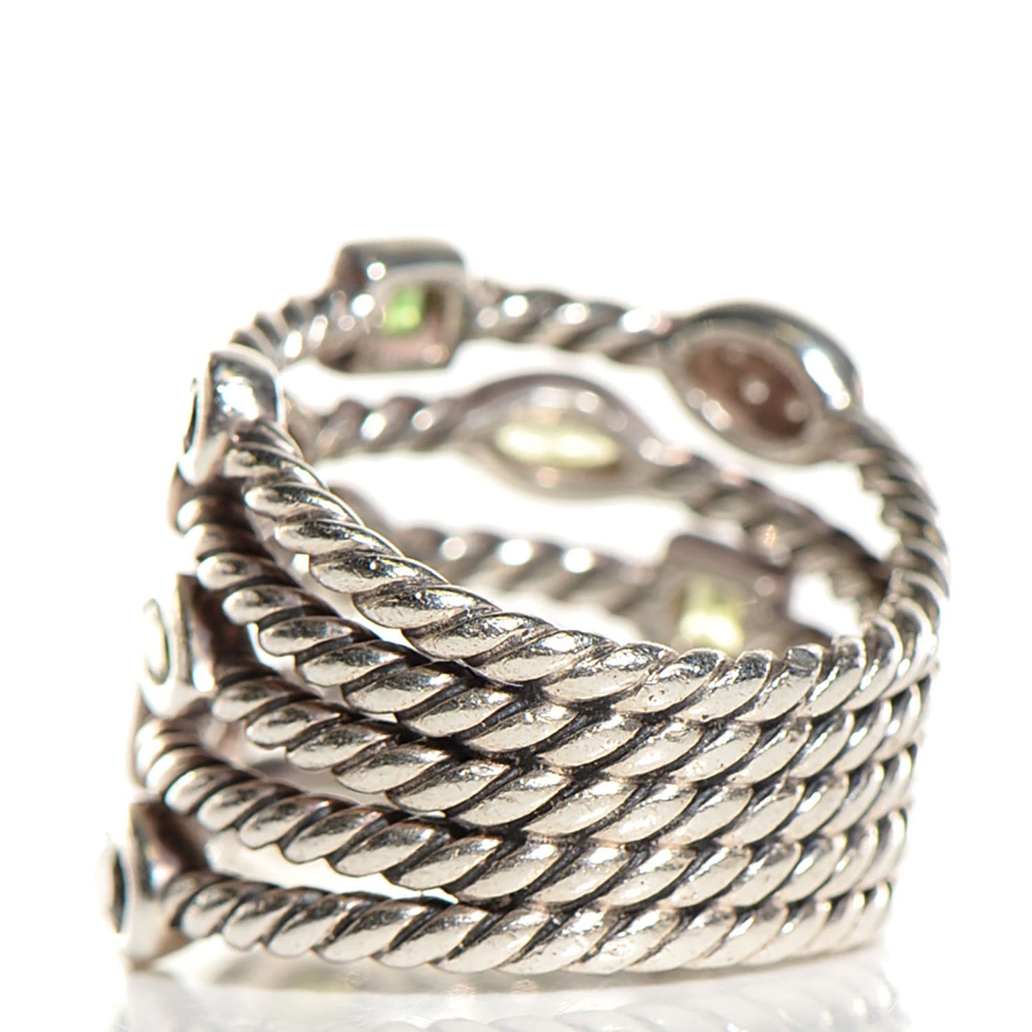 Sterling Silver Peridot Confetti 5 Row Ring 6.5