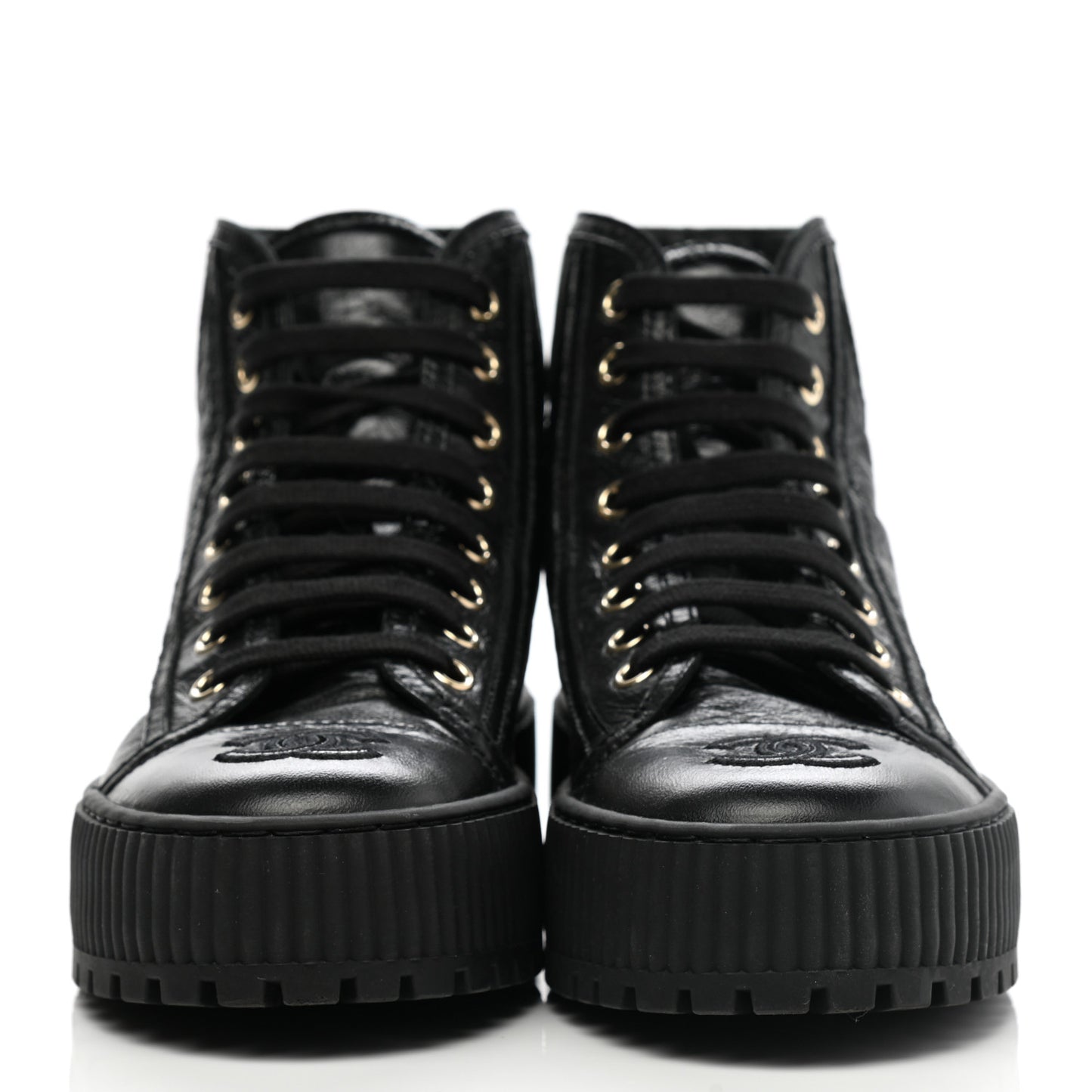 Aged Calfskin Lace Up Cap Toe Sneakers 36 Black White