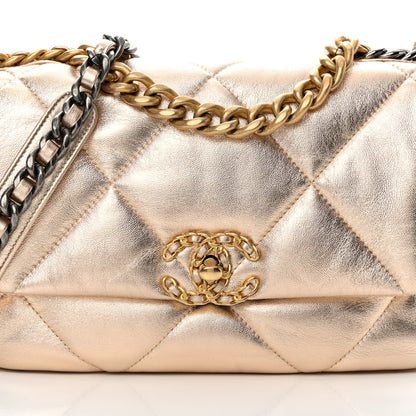 Chanel Metallic Lambskin Quilted Medium Chanel 19 Flap Gold 8 of 16
