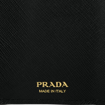 Prada Saffiano Metal Tri-Fold Envelope Card Holder Wallet Black 7 of 9