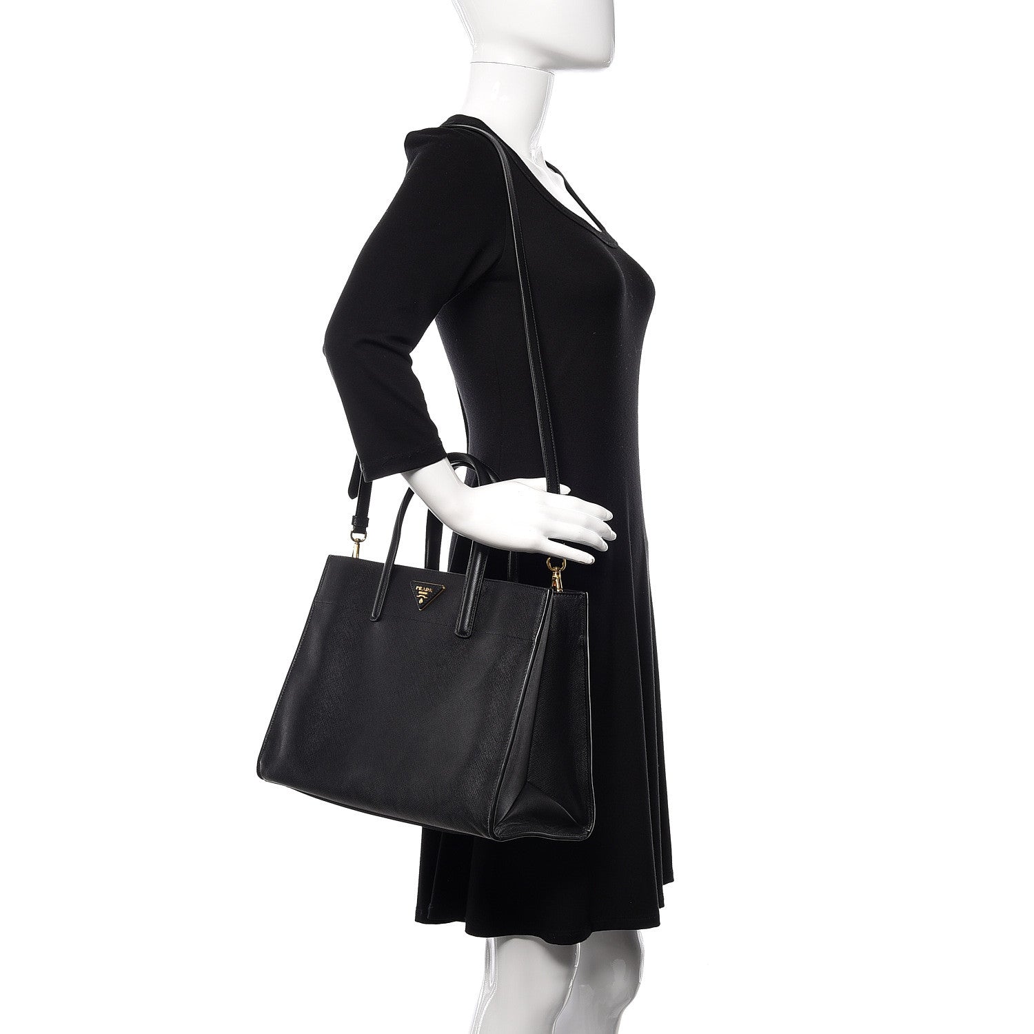 Prada Saffiano Soft Tote Black 2 of 9