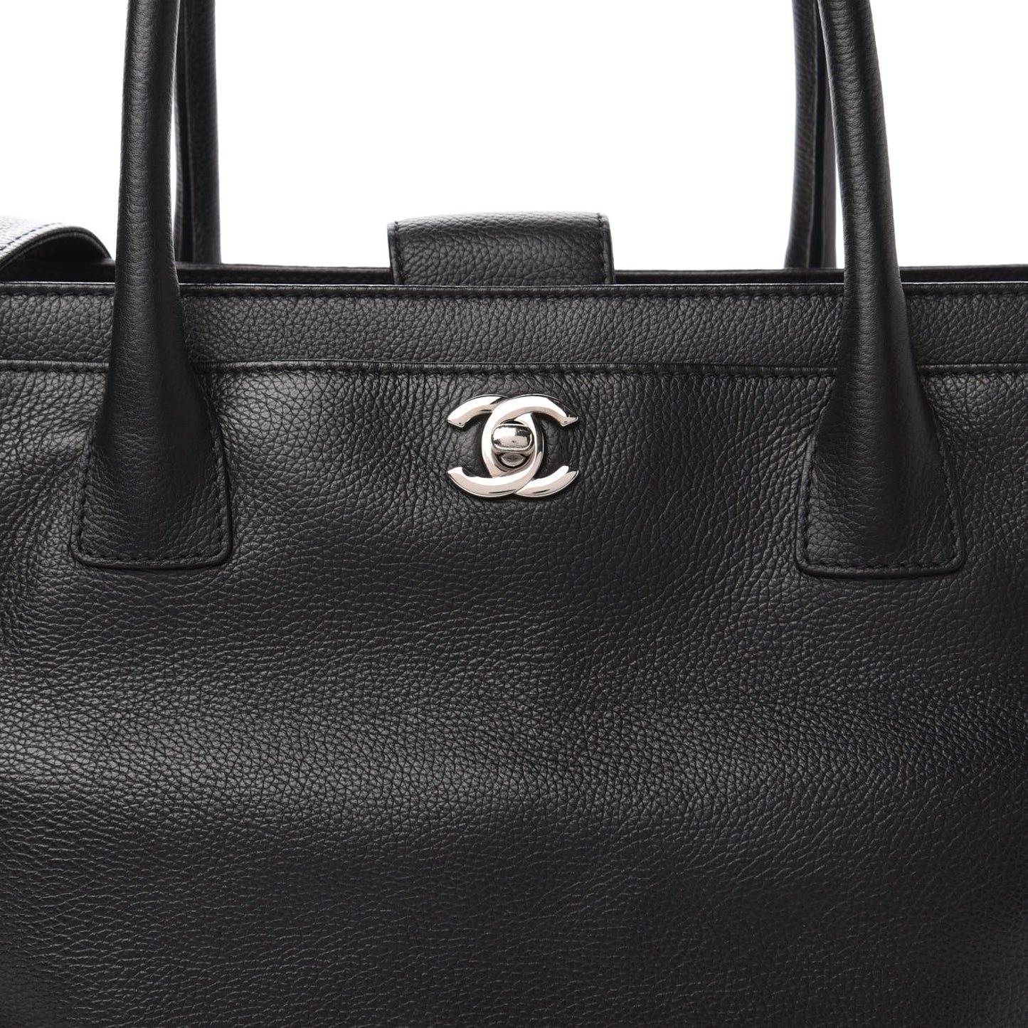 Calfskin Cerf Executive Shopper Tote Black