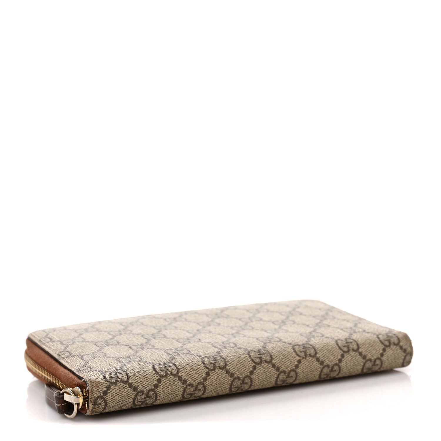 Gucci GG Supreme Monogram Cuoio Toscano Zip Around Organizer Wallet Beige Ebony Cuir 4 of 10