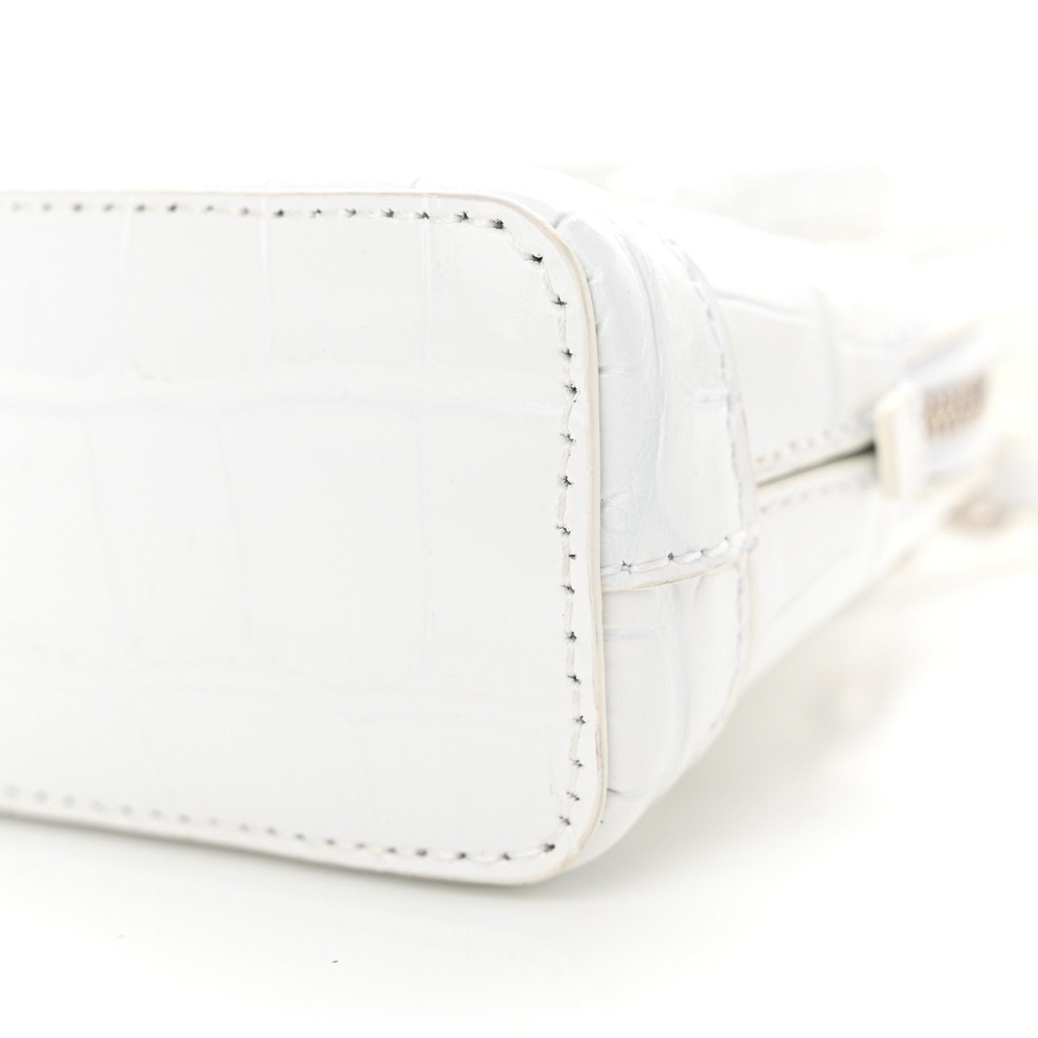 Balenciaga Calfskin Logo Crocodile Embossed Mini Ville Top Handle Bag White Black 10 of 10