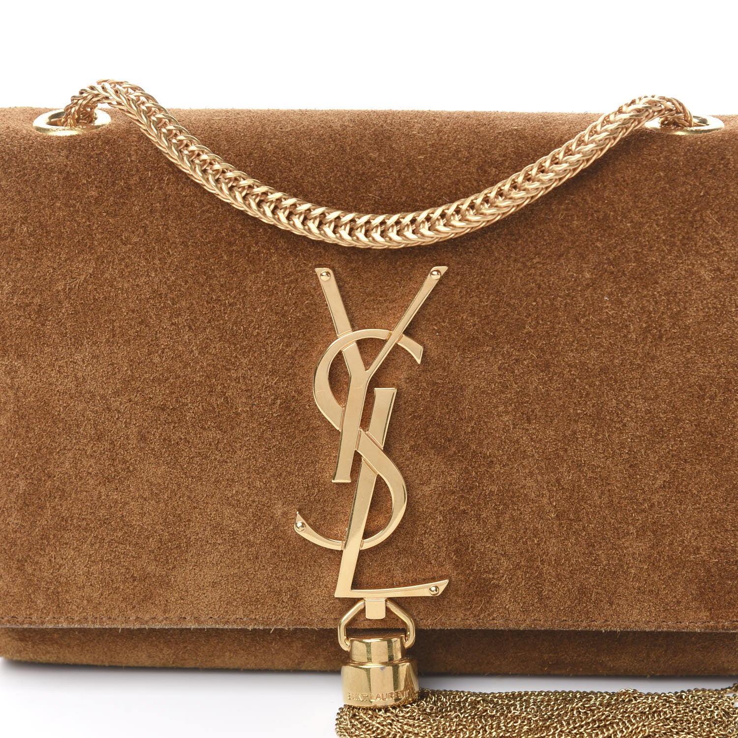 Saint Laurent Suede Small Classic Monogram Kate Tassel Satchel Light Ochre 10 of 10