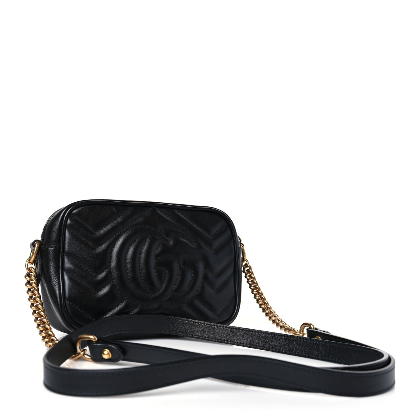 Calfskin Matelasse Mini GG Marmont Chain Shoulder Bag Black