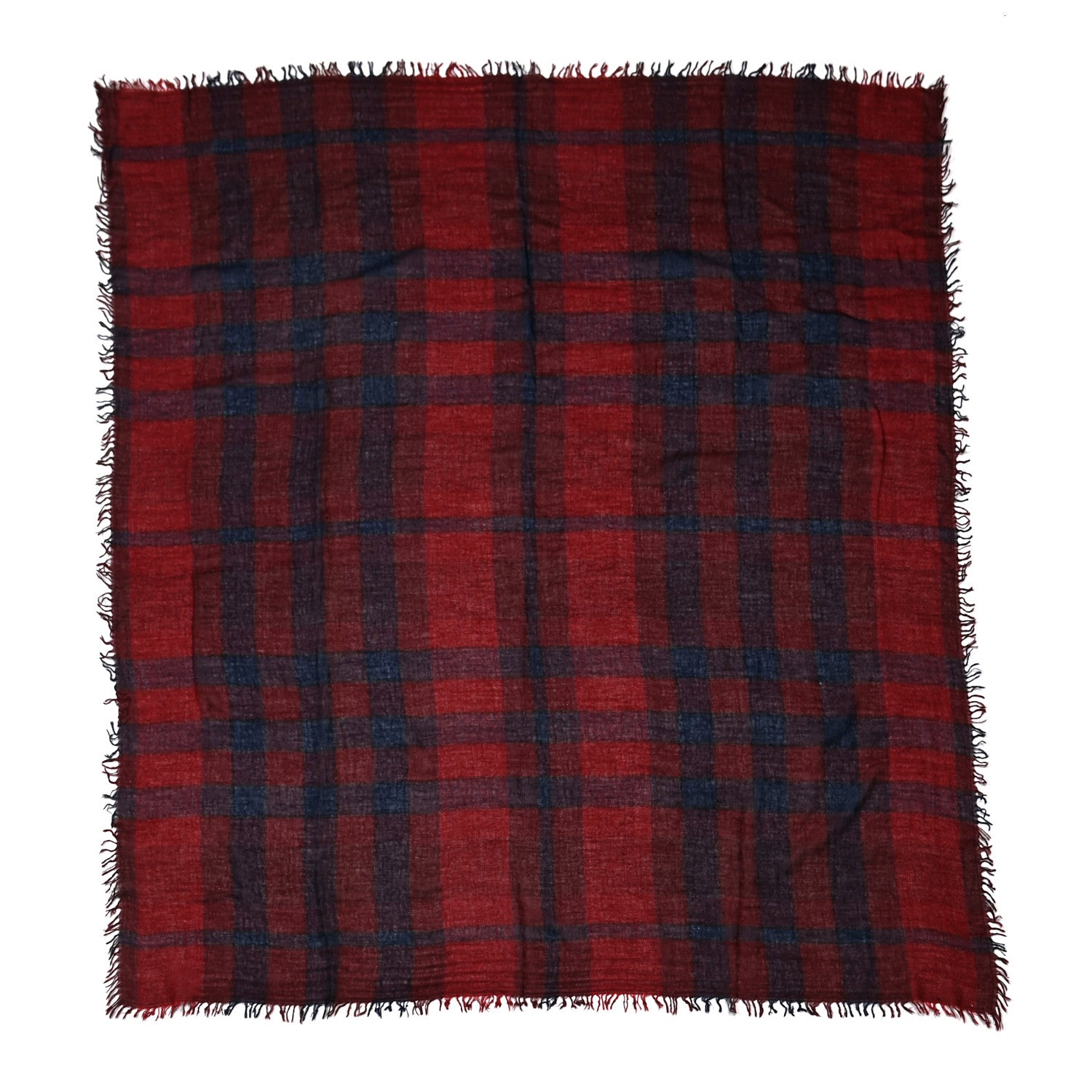 Burberry Wool Silk Gauze Giant Check Scarf Red 1 of 5