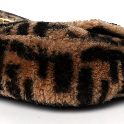 Fendi Shearling Vitello Dolce Macro FF 1974 Baguette Tobacco Black 9 of 9
