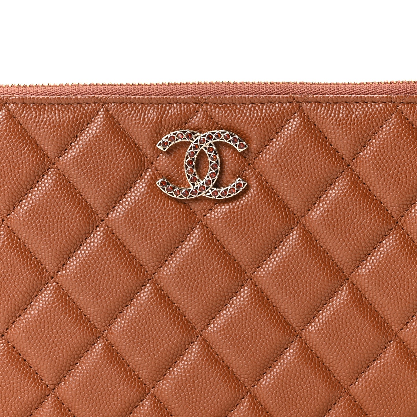 Caviar Crystal Quilted Coco Candy Cosmetic Case Brown