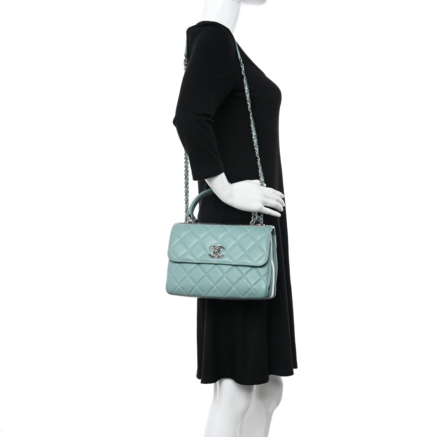 Chanel Lambskin Quilted Small Trendy CC Flap Dual Handle Bag Light Green 2 of 11