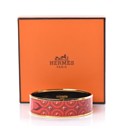 Hermes Enamel Printed Colliers de Chiens Wide Bracelet 65 6 of 6