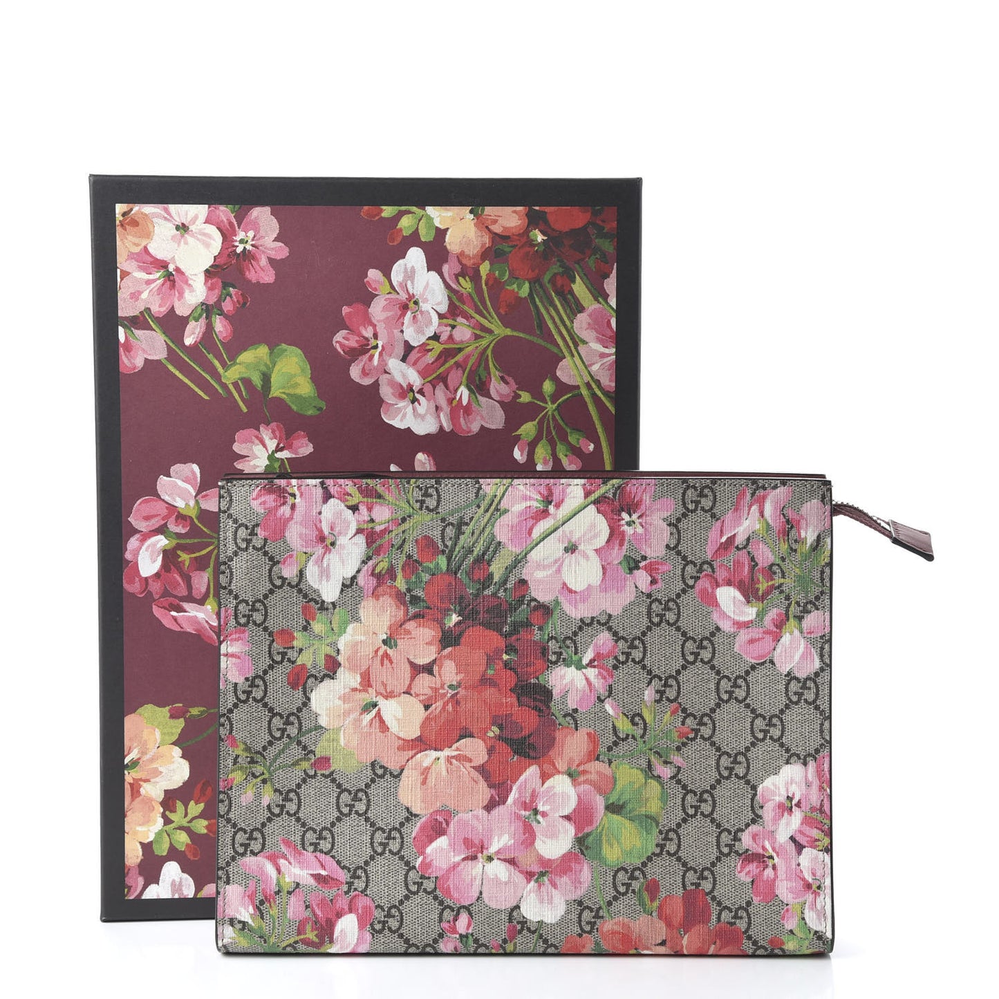 GG Supreme Monogram Blooms Large Cosmetic Case Beige Multicolor Dry Rose