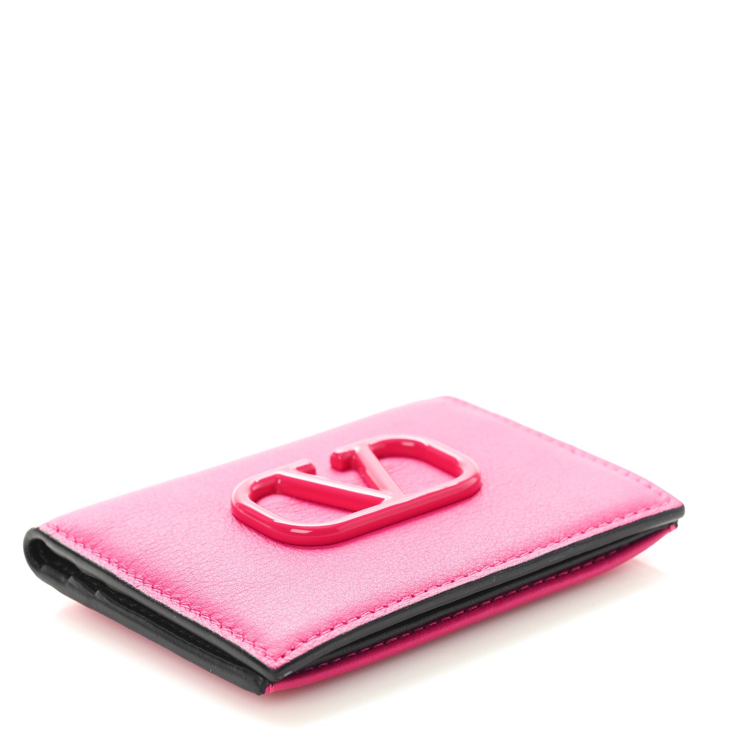 Valentino Garavani Grainy Calfskin Compact Vlogo Wallet Pink 4 of 7