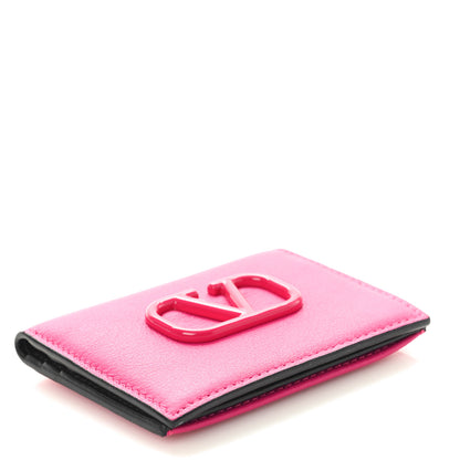 Valentino Garavani Grainy Calfskin Compact Vlogo Wallet Pink 4 of 7