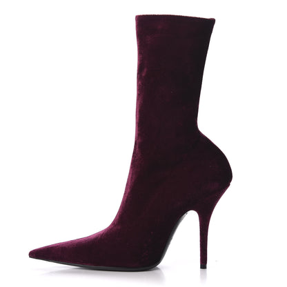 Balenciaga Velvet Extreme Pointed Toe Knife Booties 40 Rouge Prune 1 of 7