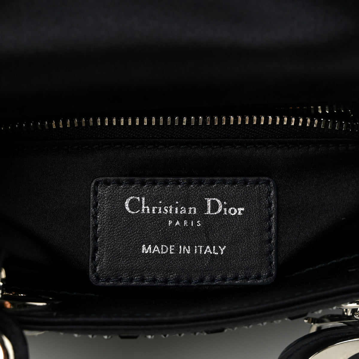 Christian Dior Satin Crystal Cannage Mini Lady Dior Navy 6 of 11