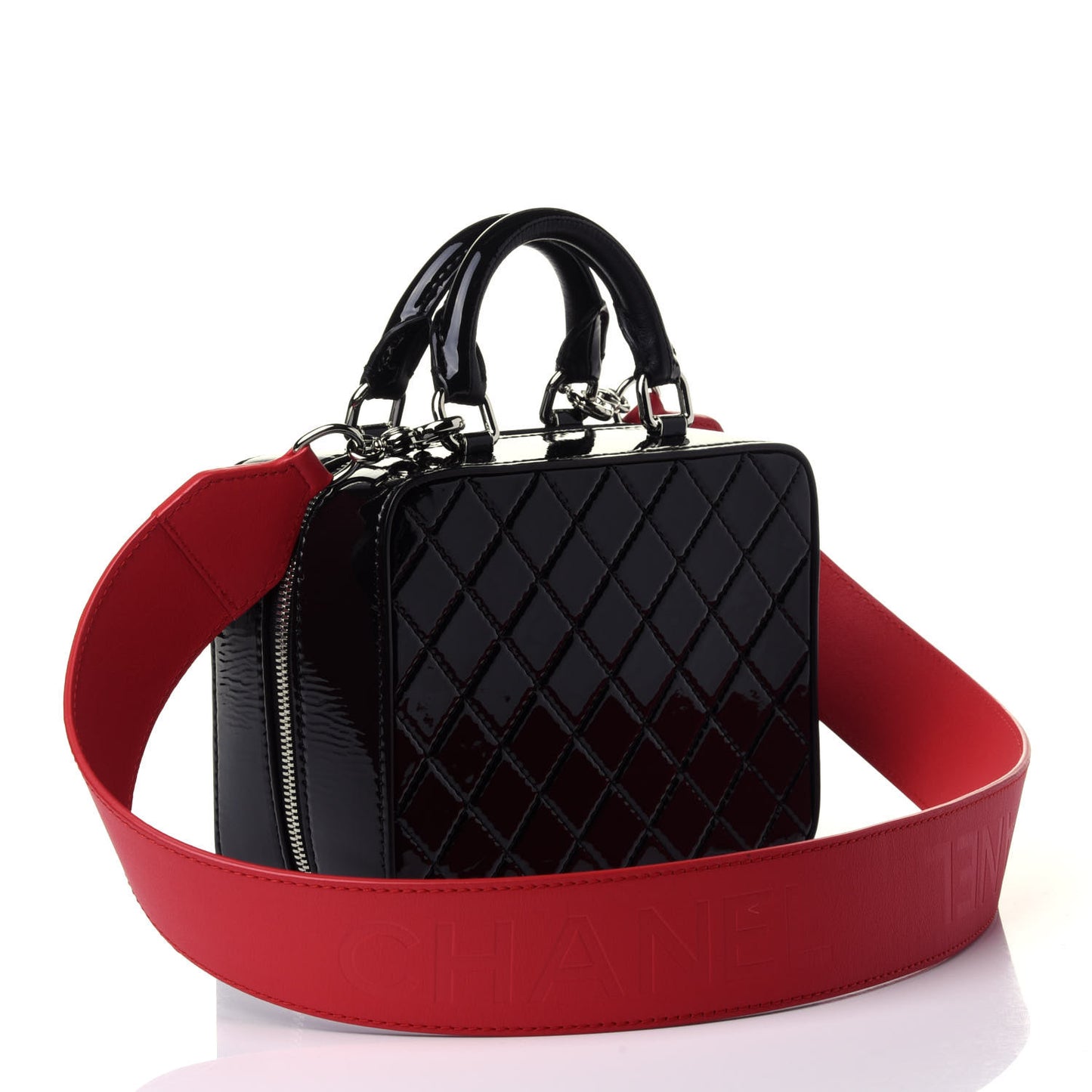 Patent Quilted Travel Kit Vanity Case Black