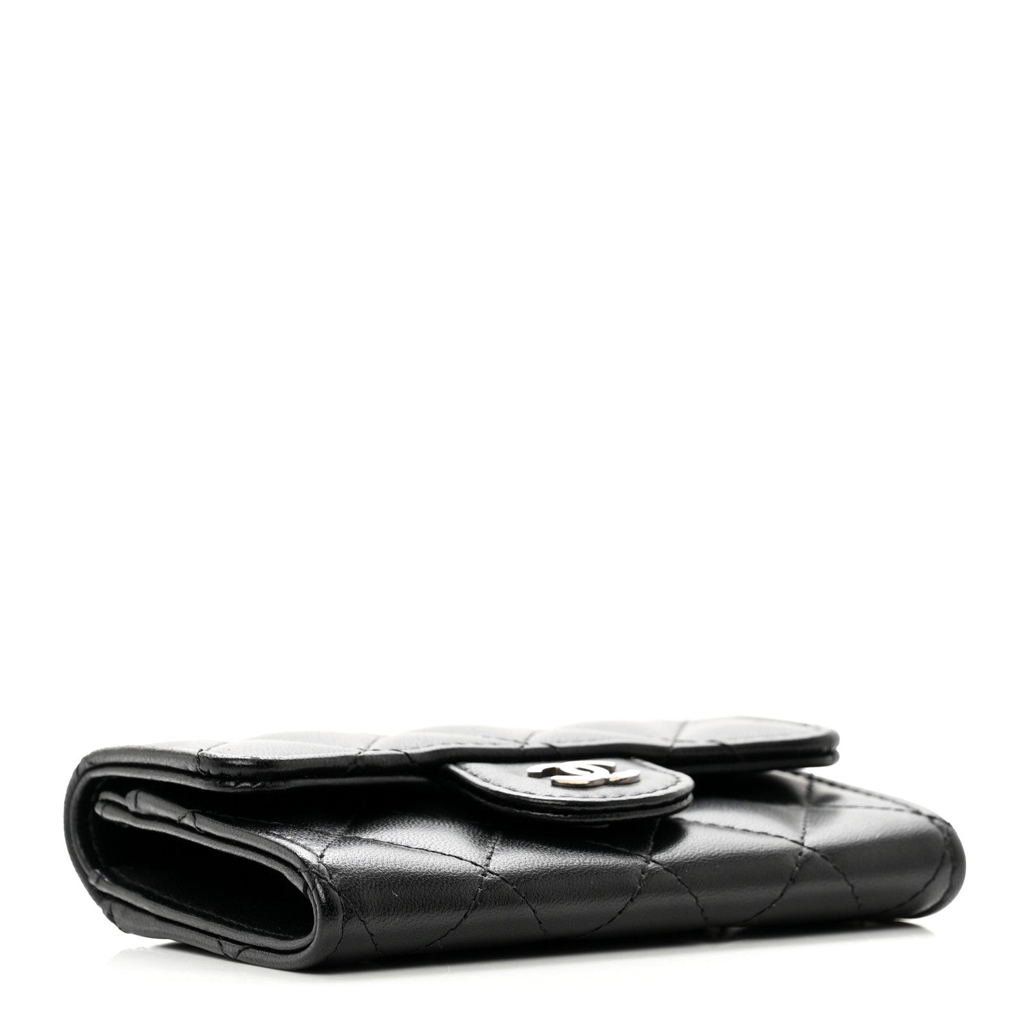 Chanel Lambskin Quilted Flap Card Holder Wallet Black 4 of 9