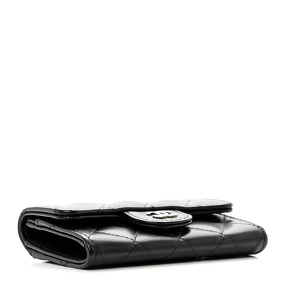 Chanel Lambskin Quilted Flap Card Holder Wallet Black 4 of 9