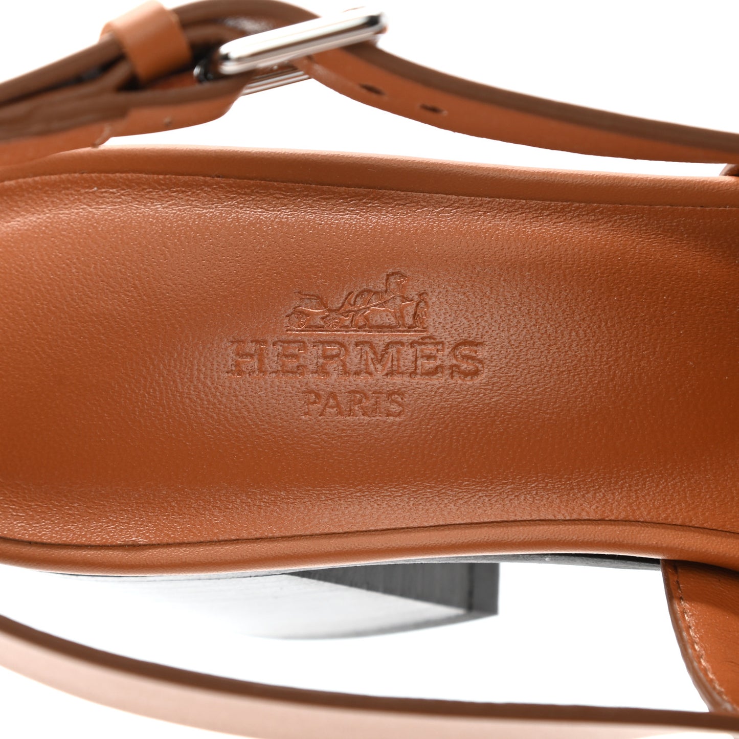 Calfskin Elbe 60 Sandals 37.5 Marron Glaise