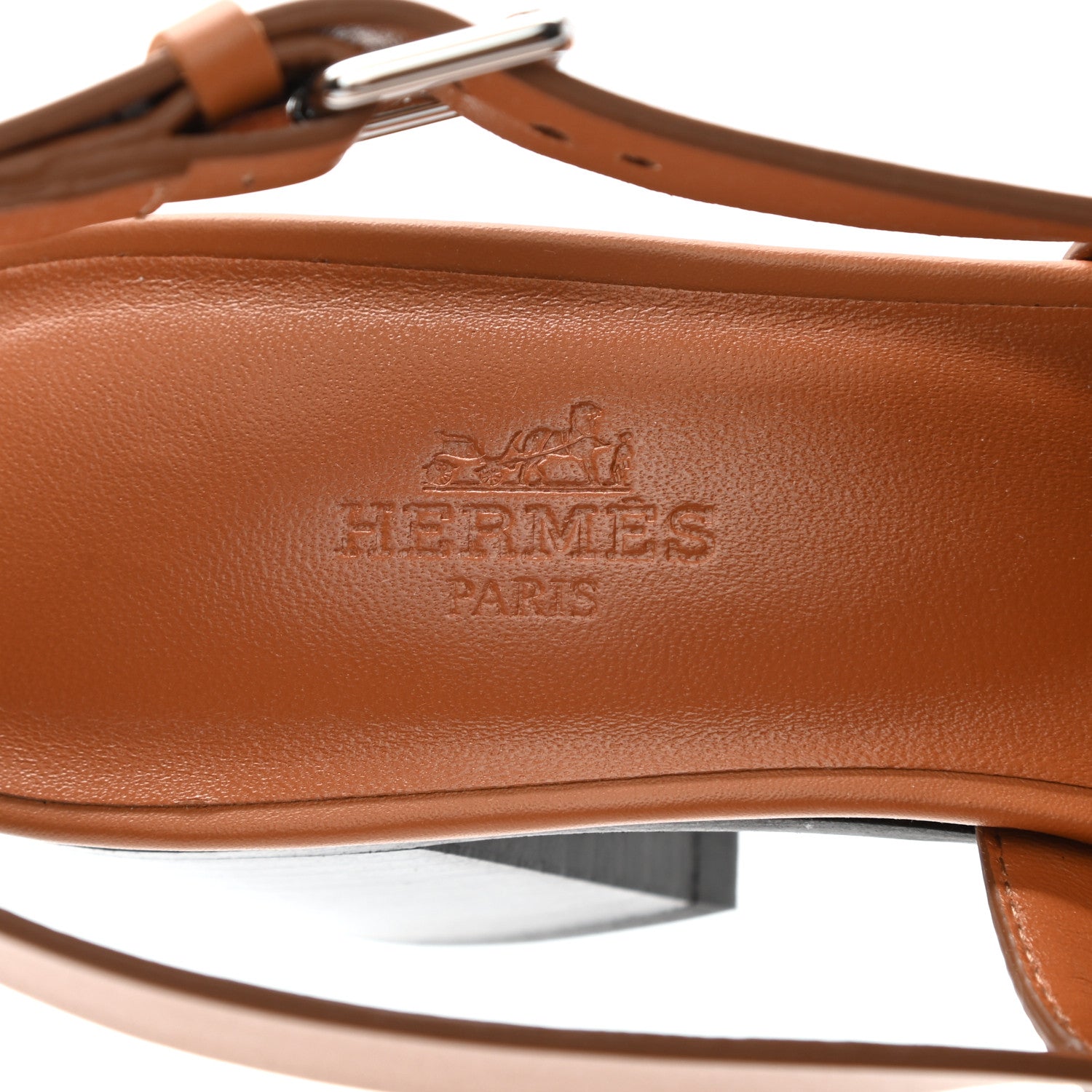 Hermes Calfskin Elbe 60 Sandals 37.5 Marron Glaise 7 of 9