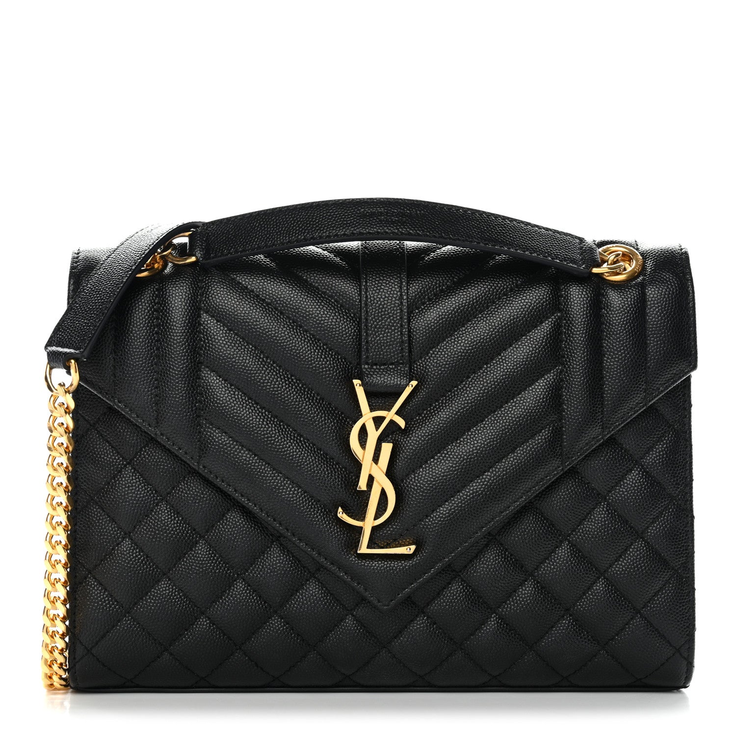 Saint Laurent Grain De Poudre Textured Mixed Matelasse Triquilt Medium Monogram Satchel Black 1 of 11