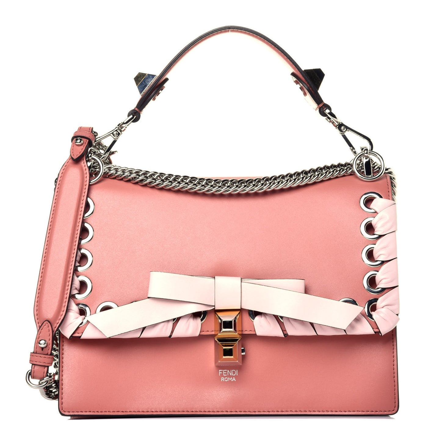 Vitello Liberty Shiny Nappa Lace Up Bow Kan I Shoulder Bag Macaron Confetto