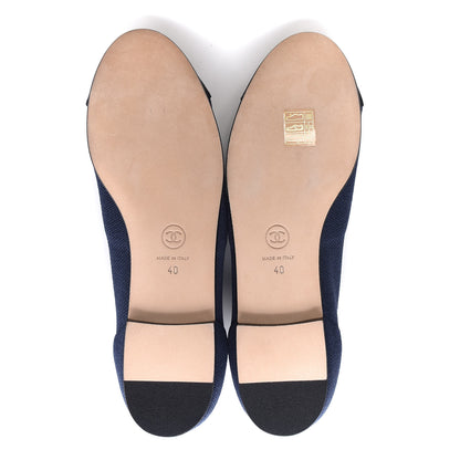 Chanel Fabric Grosgrain Cap Toe Ballerina Flats 40 Navy Black 5 of 8