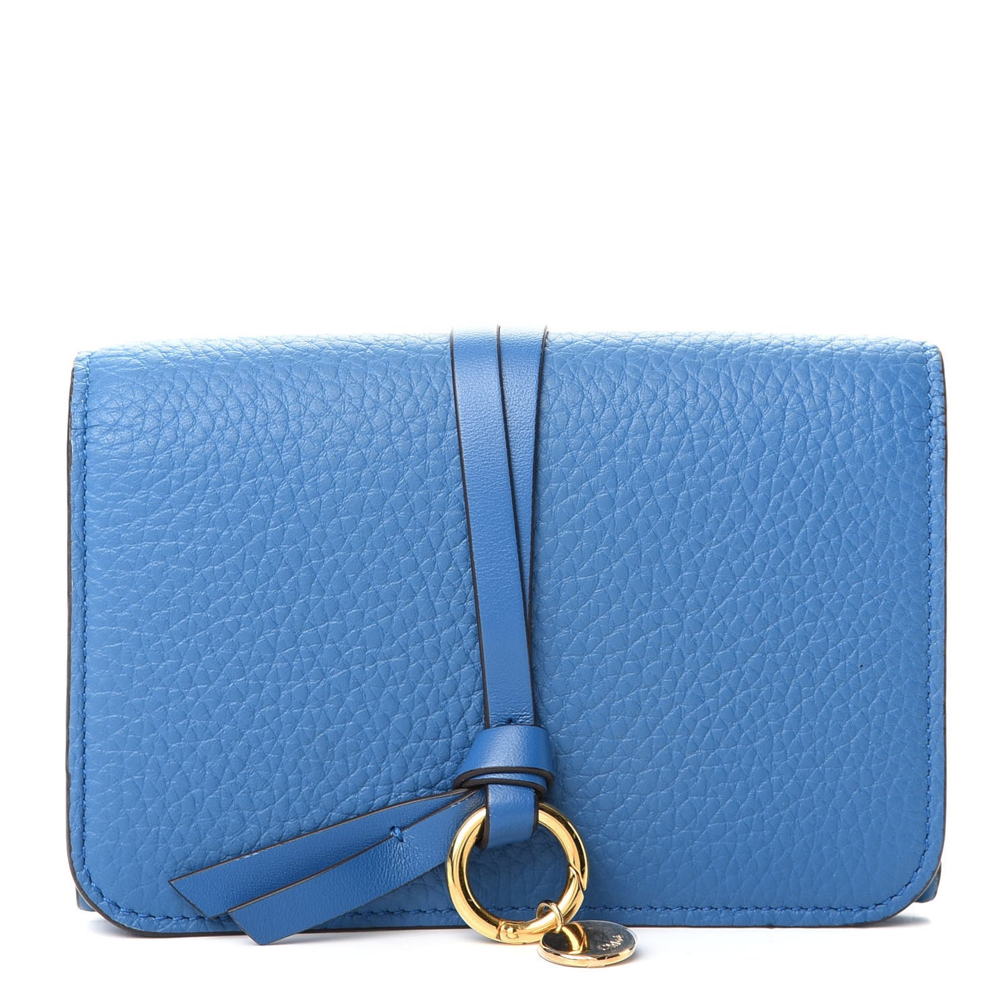 Calfskin Alphabet Compact Wallet Smoky Blue