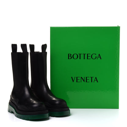 Bottega Veneta Calfskin The Tire Chelsea Boots 40 Black Green 9 of 9