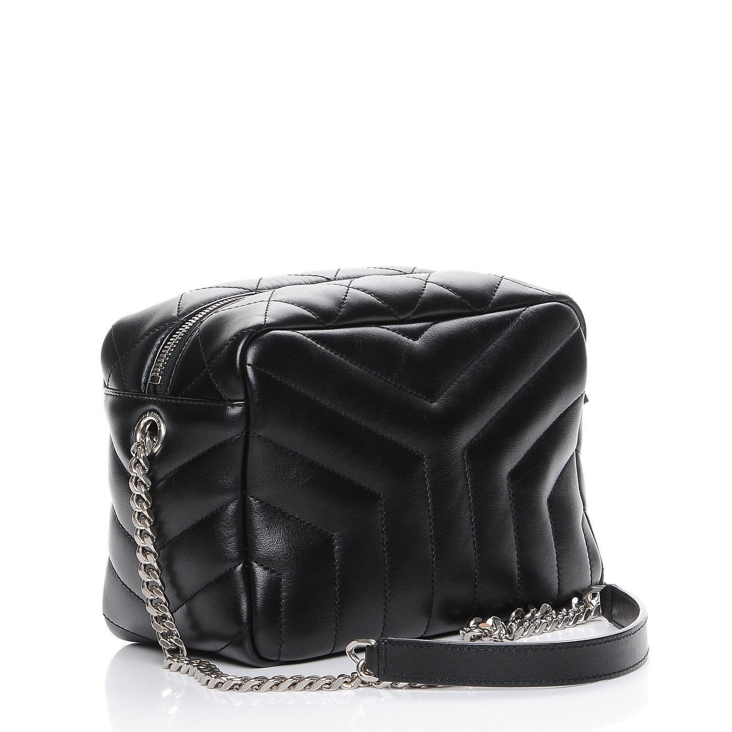 Saint Laurent Calfskin Y Quilted Monogram Small Loulou Bowling Bag Black 3 of 7
