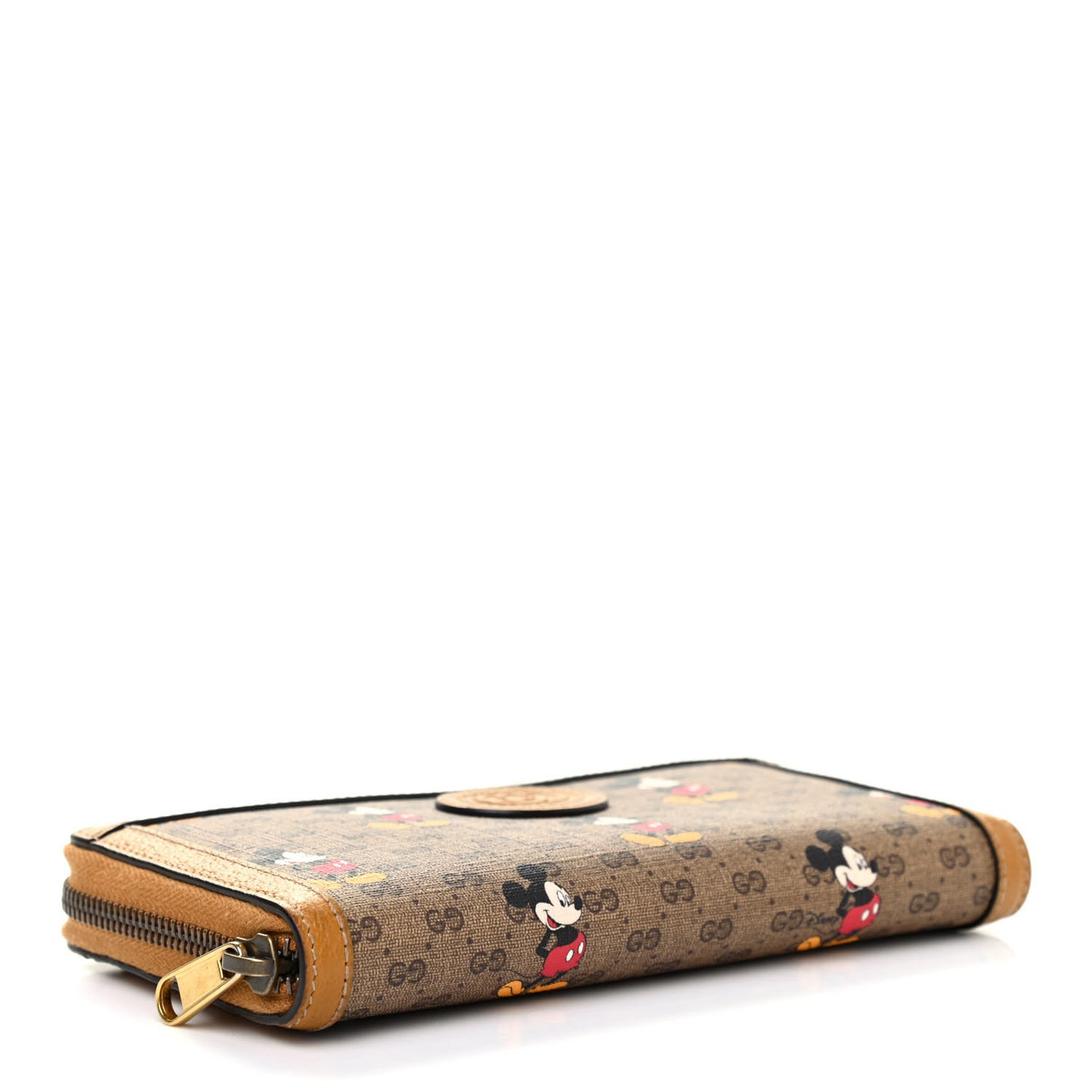 X DISNEY Mini Vintage GG Supreme Monogram Mickey Mouse Zip Around Wallet Beige Vintage Sun Oil