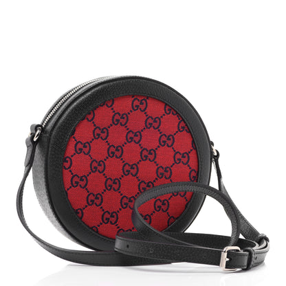 Gucci Monogram Multicolor Textured Calfskin Retro Interlocking G Round Shoulder Bag Red Blue 3 of 12