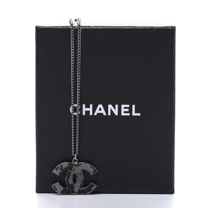 Chanel Ruthenium Globe CC Pendant Necklace Dark Silver 6 of 6