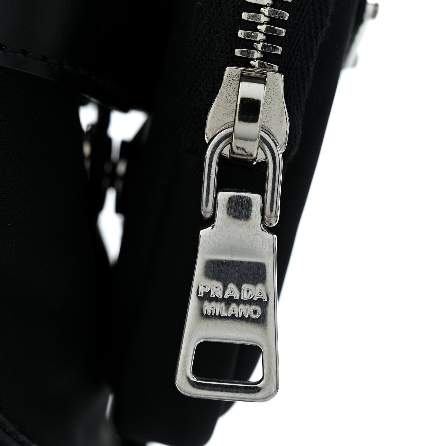 Prada Spazzolato Rois Nylon Metal Triangle Logo Monolith Pouch Pocket 55mm Boots 35 Black 9 of 9