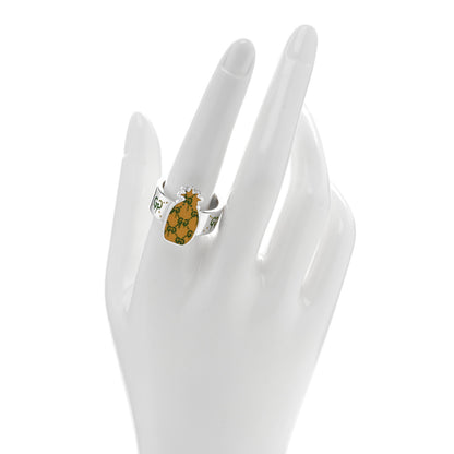 Gucci Sterling Silver Enamel GucciGhost Pineapple Ring 60 9.25 2 of 4