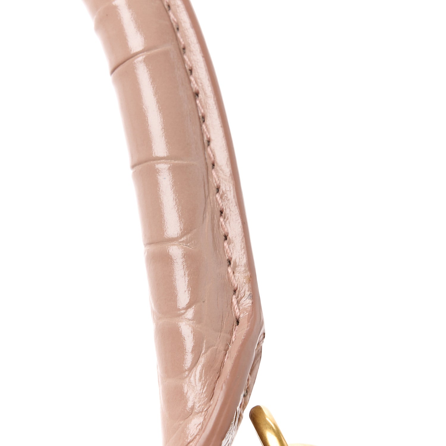 Balenciaga Shiny Calfskin Crocodile Embossed Small Hourglass Top Handle Bag Nude Beige 12 of 13