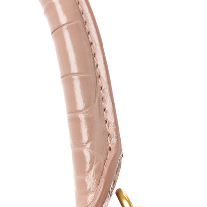 Balenciaga Shiny Calfskin Crocodile Embossed Small Hourglass Top Handle Bag Nude Beige 12 of 13