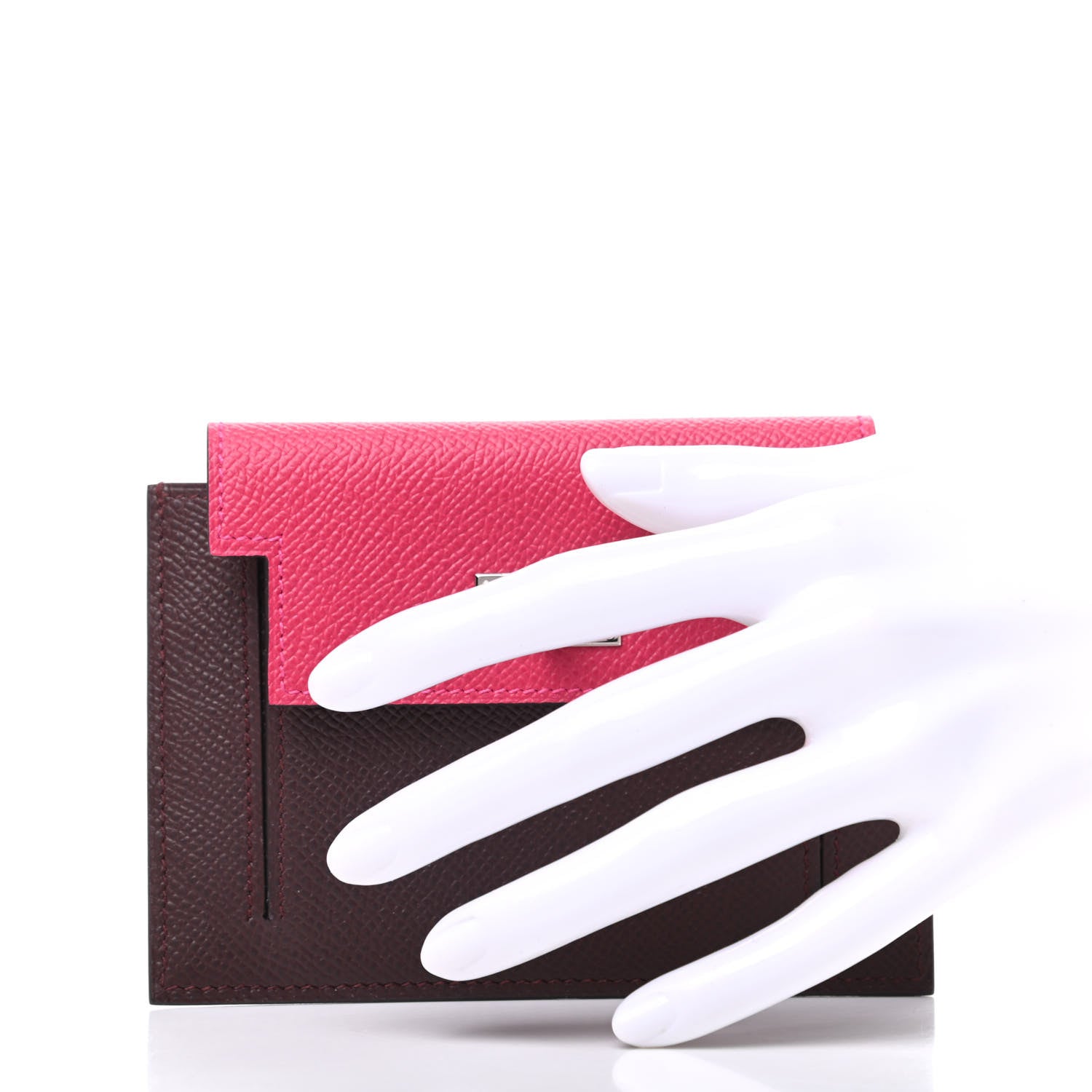 Hermes Epsom Kelly Pocket Compact Wallet Rouge Sellier Framboise Rose Shocking 2 of 8