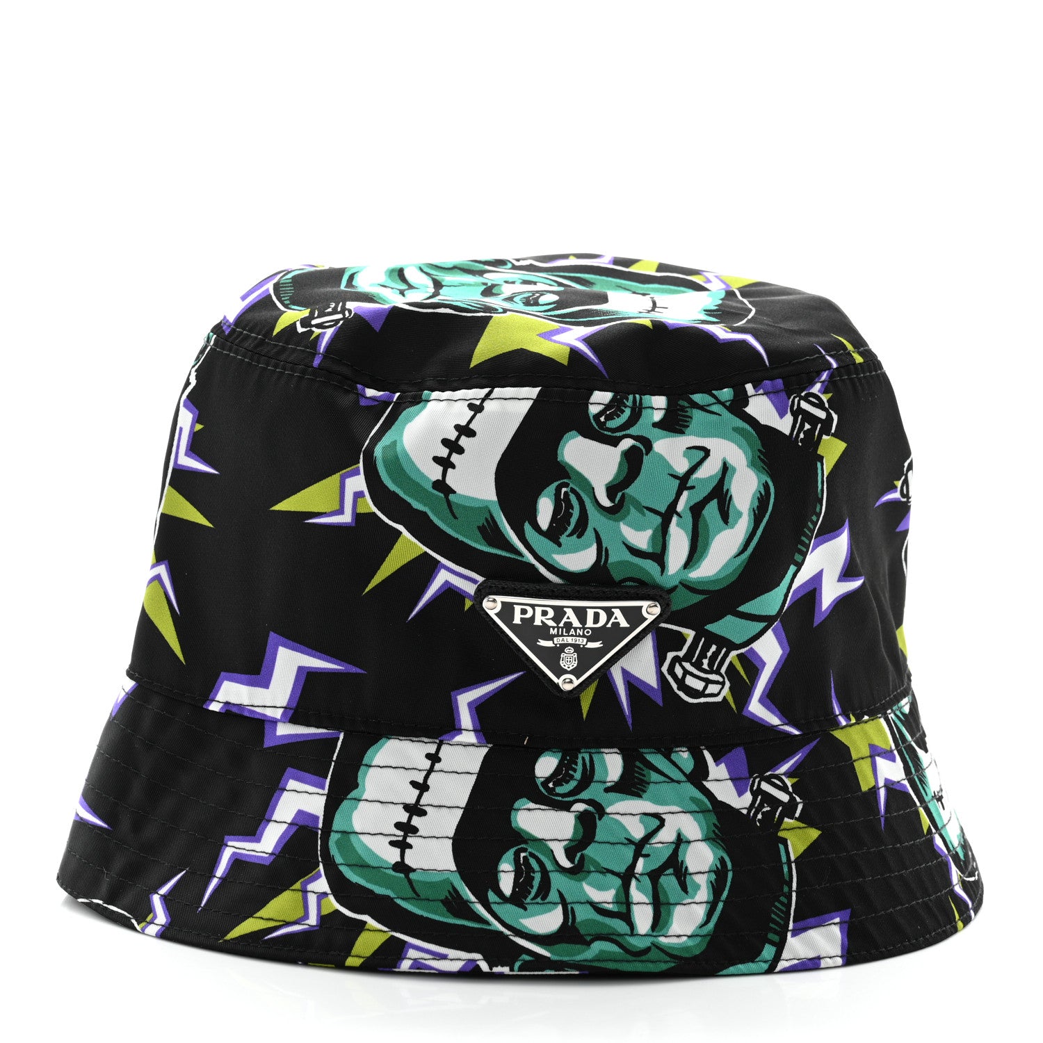Prada X UNIVERSAL STUDIOS Nylon Frankenstein Print Bucket Hat L Black 13 of 16