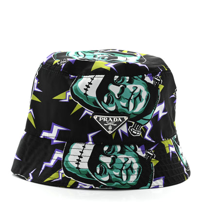 Prada X UNIVERSAL STUDIOS Nylon Frankenstein Print Bucket Hat L Black 13 of 16