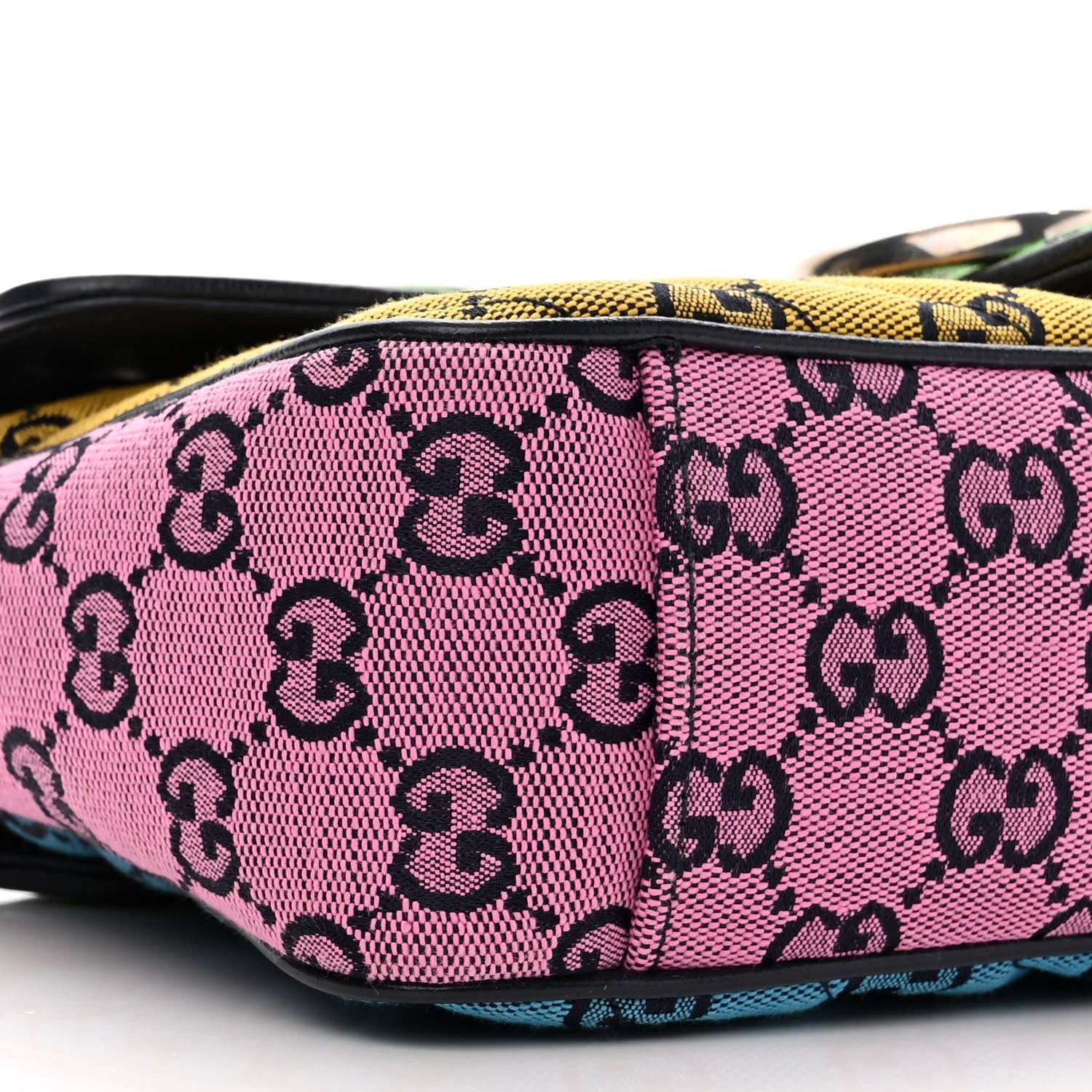 Gucci Monogram Multicolor Matelasse Diagonal Small GG Marmont Shoulder Bag Green Blue Yellow Light Blue Pink 9 of 10