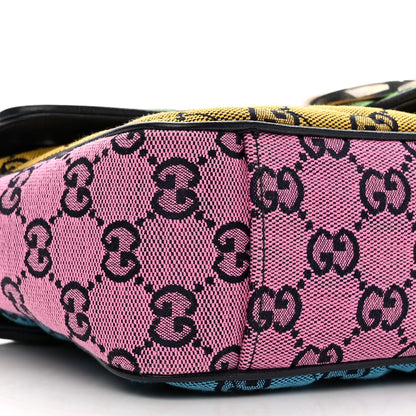 Gucci Monogram Multicolor Matelasse Diagonal Small GG Marmont Shoulder Bag Green Blue Yellow Light Blue Pink 9 of 10