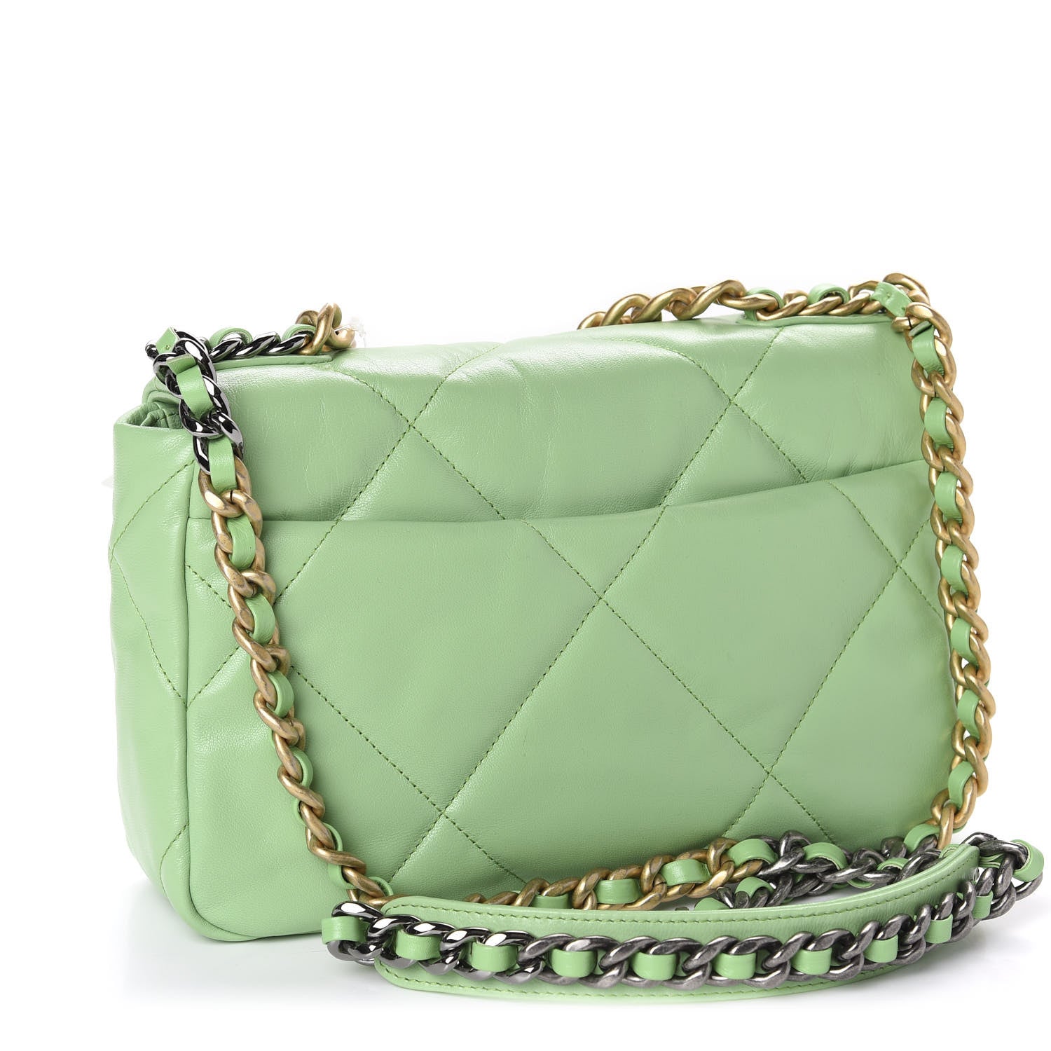 Chanel Goatskin Quilted Medium 19 Flap Light Green 4 of 12