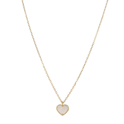 Van Cleef & Arpels 18K Yellow Gold Mother of Pearl Sweet Alhambra Heart Pendant Necklace 1 of 6