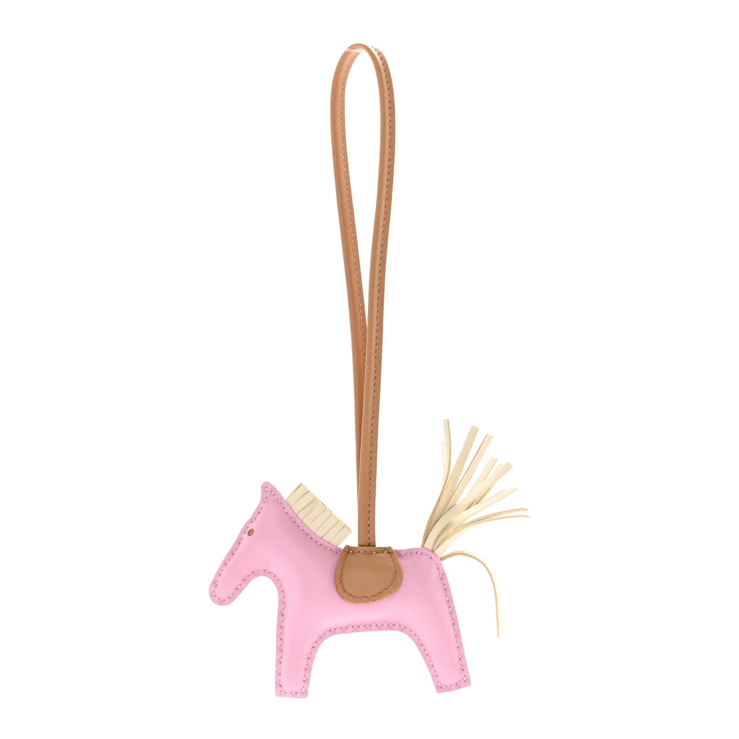Milo Lambskin Grigri Rodeo Horse Bag Charm PM Mauve Sylvestre Craie Chai
