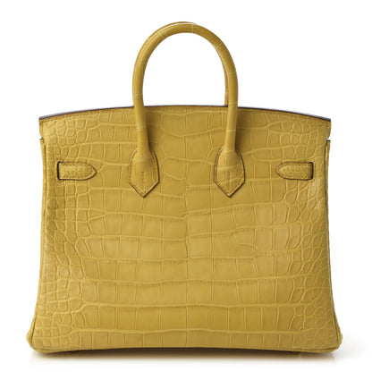 Hermes Matte Alligator Birkin 25 Jaune Ambre 4 of 33