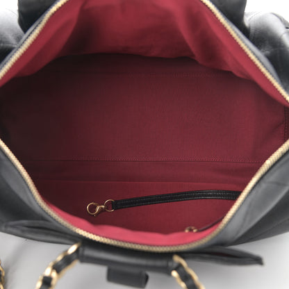 Chanel Grained Calfskin Lambskin Quilted Large Bowling Bag Black 5 of 10