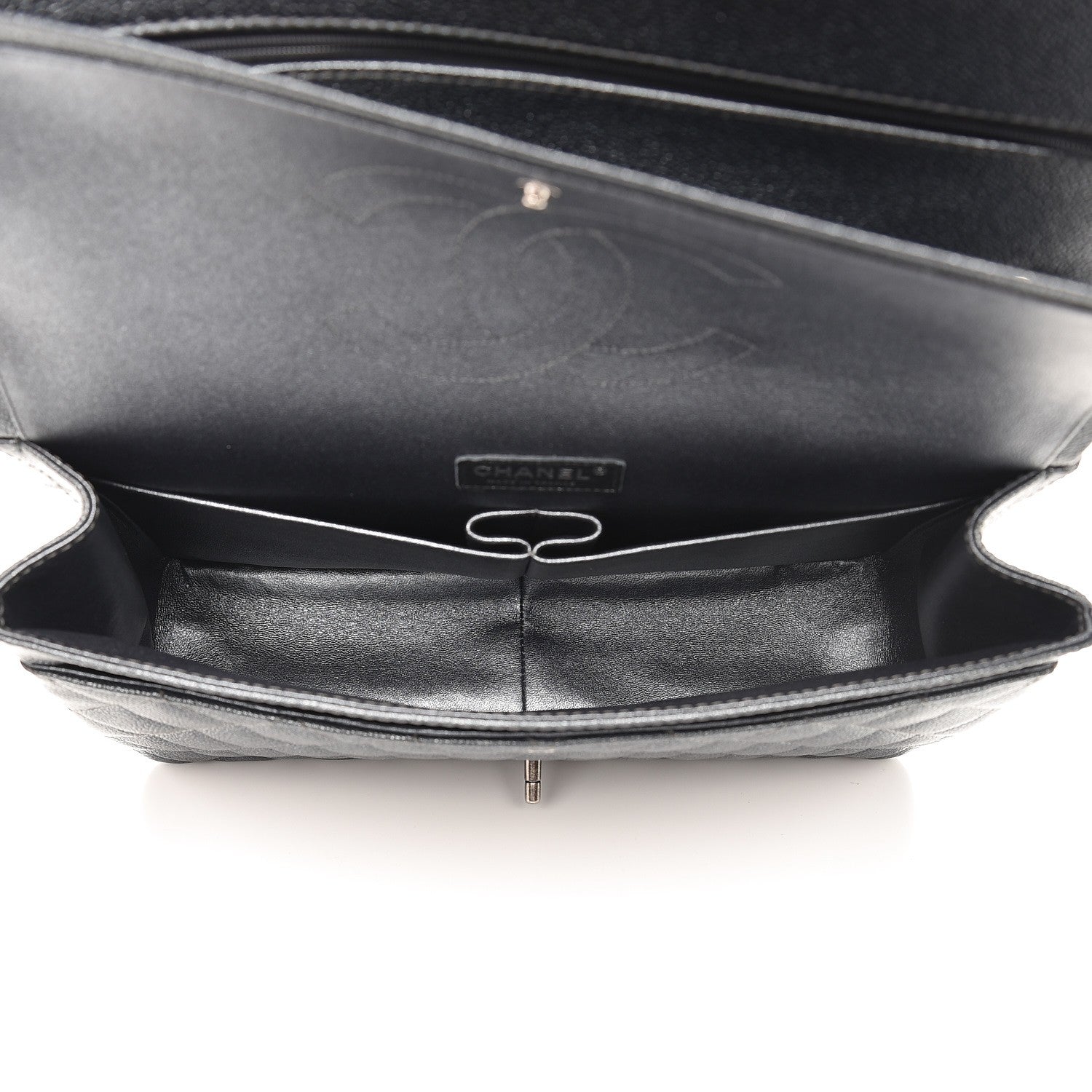 Chanel Metallic Caviar Quilted Maxi Double Flap Charcoal 6 of 8